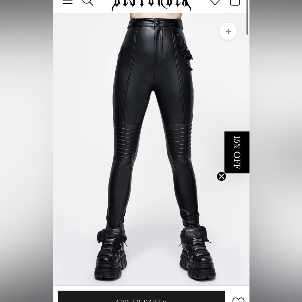 Disturbia-Outlaw PU Biker Chain Leggings
